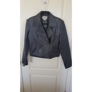 Women's Vintage Clio 100% Leather Black Moto Jacket
